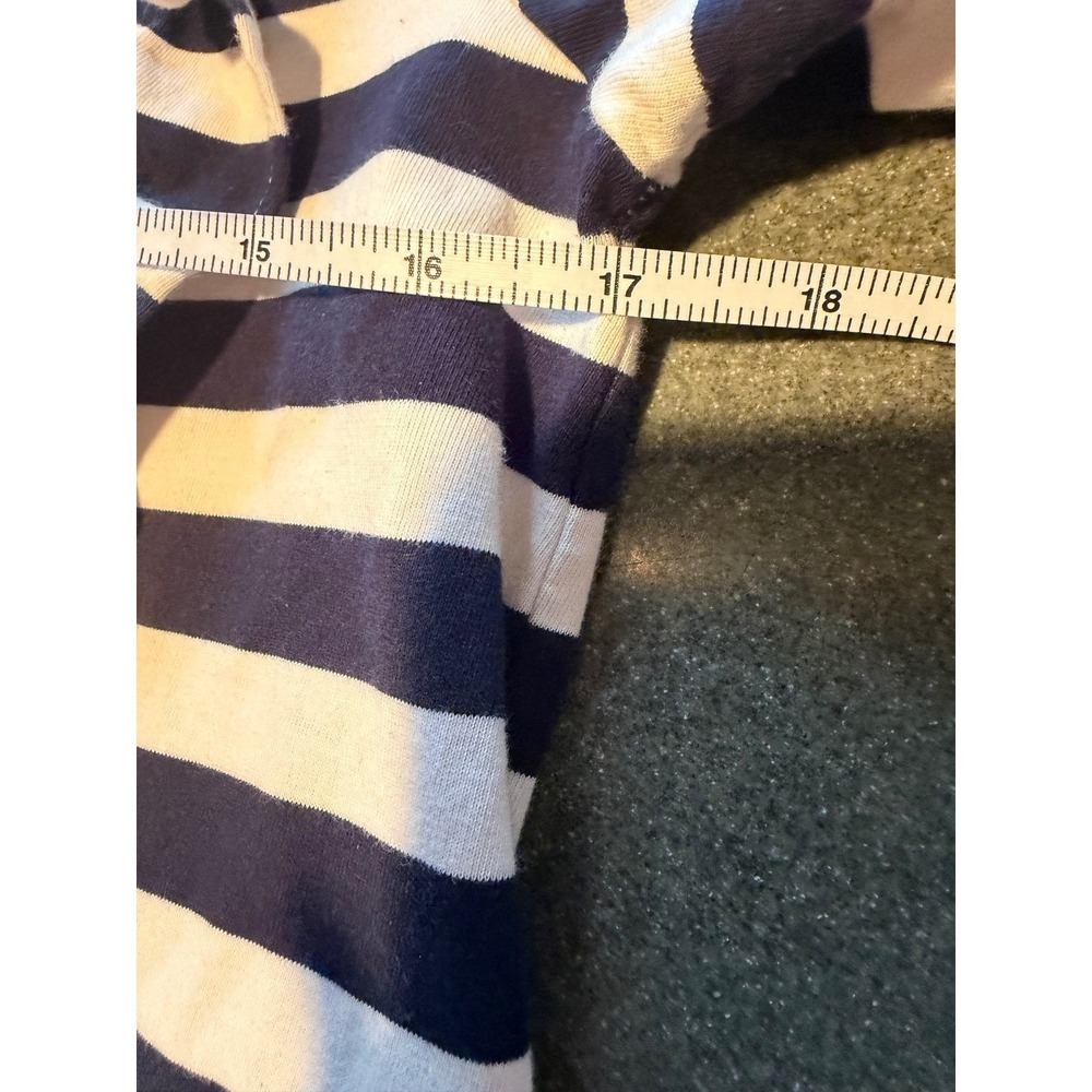 J.Crew Womens Navy White Striped Ruffle Peplum Top 3/4 Sleeve Size S - Picture 7 of 10